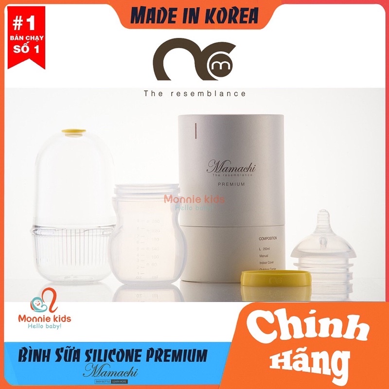 BÌNH SỮA MAMACHI PREMIUM 100% SILICON Y TẾ 160ML/260ML