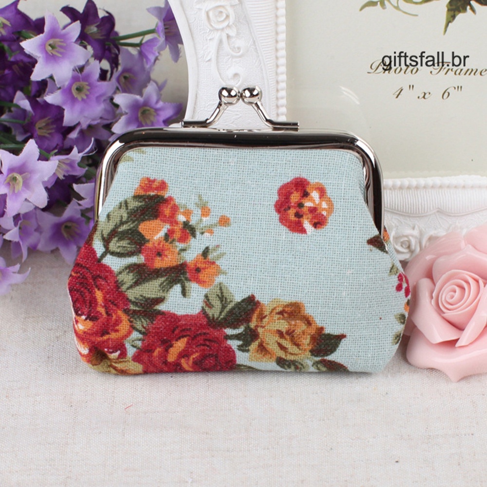 Ví Canvas Họa Tiết Hoa Vintage Đựng Tiền Xu Và Thẻ