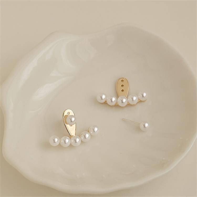 Khuyên tai hình quạt đính ngọc trai nhân tạo phong cách thanh lịch dành cho nữ