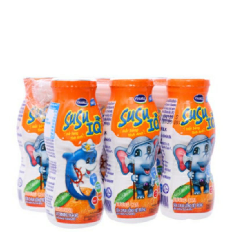 vỉ 6 lọ sữa susu IQ vinamilk 80ml hương cam,dâu