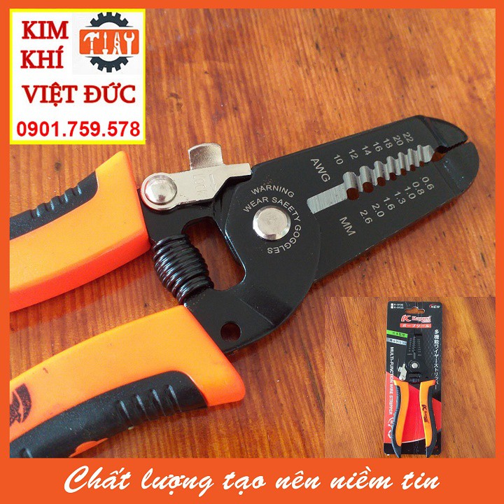 Kìm tuốt dây điện tự bung Nhật Kapusi K-9100 0.6-2.6mm 10-22 AWG