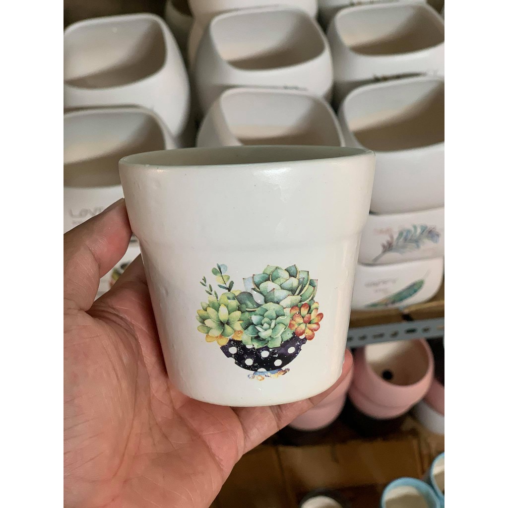 Chậu sứ gờ nhỏ in hình |FREESHIP  SIÊU XINH | LỖI 1 ĐỔI 1