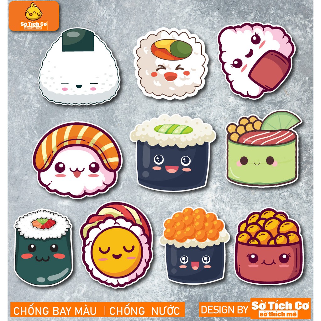 Sushi dán điện thoại, laptop, mũ bảo hiểm, guitar, vali MSP: F02