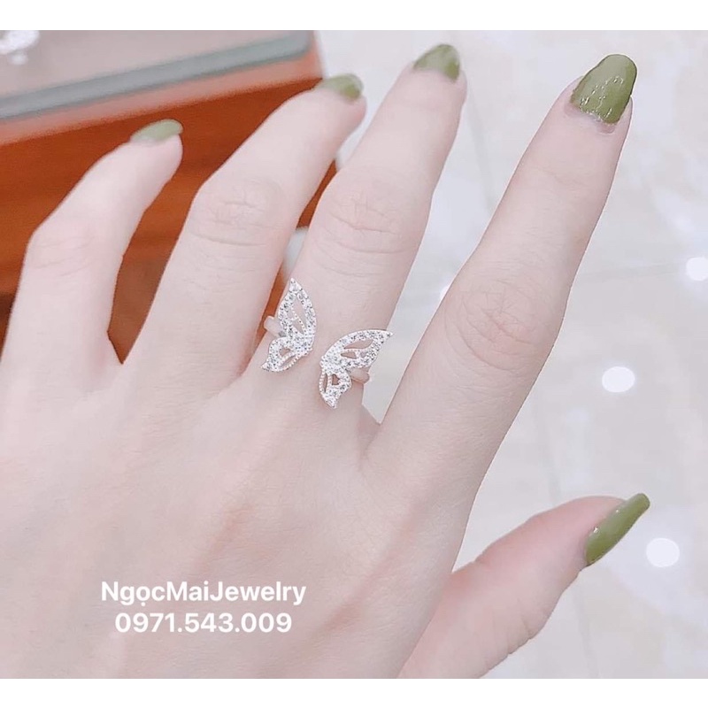 Nhẫn nữ bạc dáng cánh bướm hở Ngọc Mai Jewelry tay nào cũng vừa xinh xắn sang xịn
