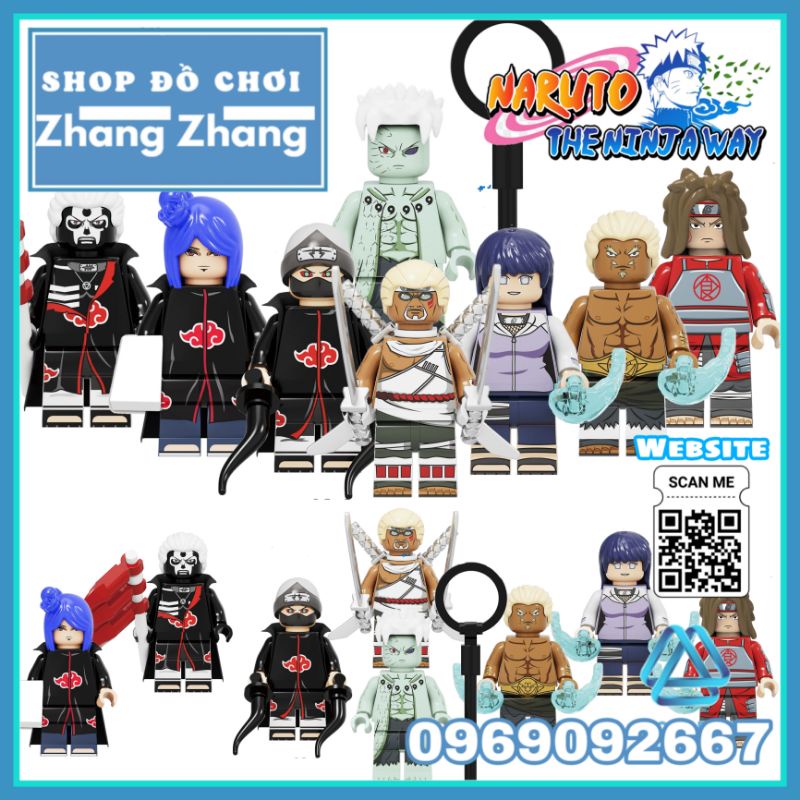 Đồ chơi Xếp hình Naruto gồm Uchiha Killer Bee - Yonda Konan - Hyuga - Akimichi - Hidan - Kakuzu Minifigures Kopf KF6119