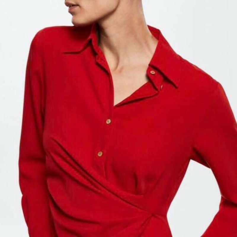 Đầm đỏ Man.go nhún eo size XS