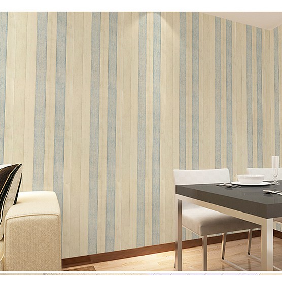 Decal giấy dán tường sọc ván xanh trăng tông màu 02 khổ 45cm có keo sẵn