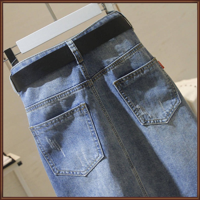 Chân váy jean Dáng Chữ A Lưng Cao Thiết Kế Xẻ Tà Thời Trang Mùa Hè Cá Tính Cho Nữ