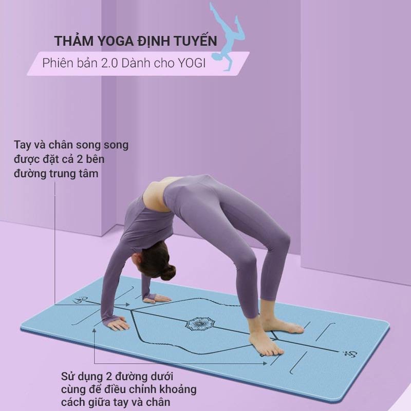 Thảm Yoga Định Tuyến 8mm PIDO (PAIDU) Cao Cấp - Chính Hãng -Thảm Yoga chống trượt 4D 2 Lớp, 8mm  -Tặng Kèm Túi &amp; Dây Đeo