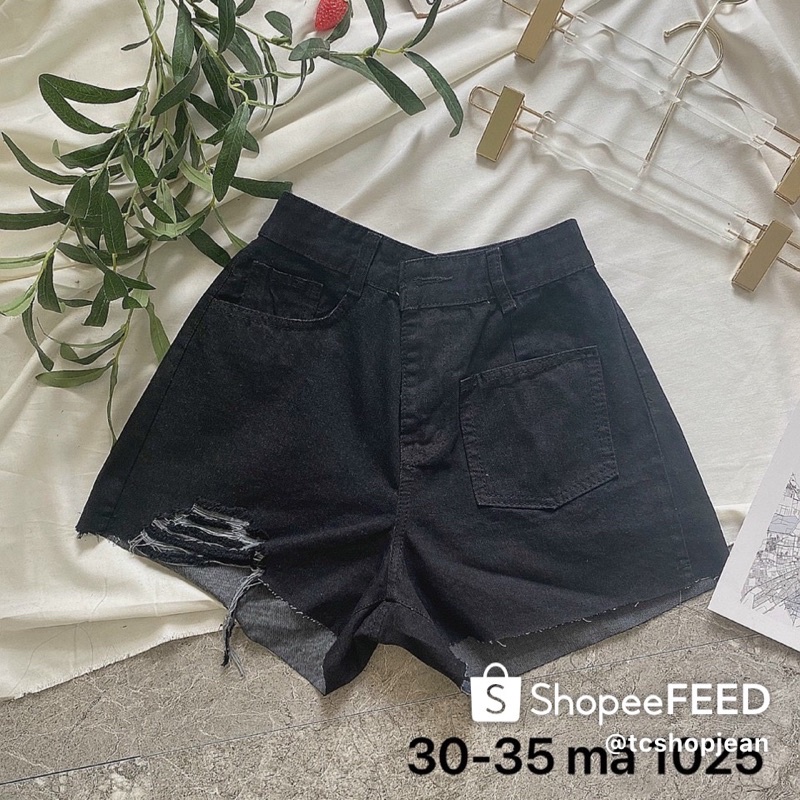 Quần Short Jeans nữ Bigsize Đen trắng Túi Kiểu Ms 1025 size 30 đến 35