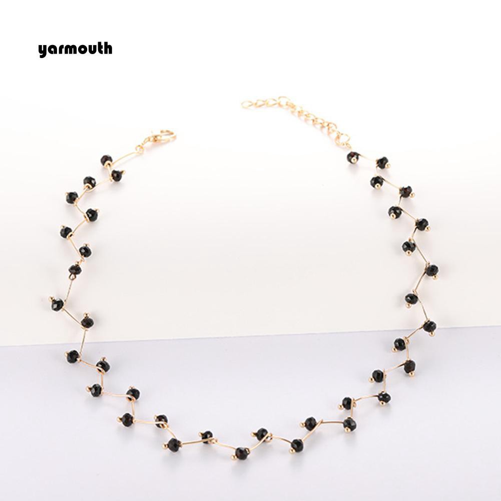 Vòng cổ choker đính hạt đá đen thời trang