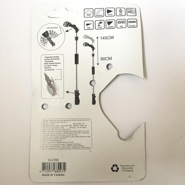 Vòi tưới cây đa năng Aqua mate W2160, kéo dài từ 90 đến 150cm