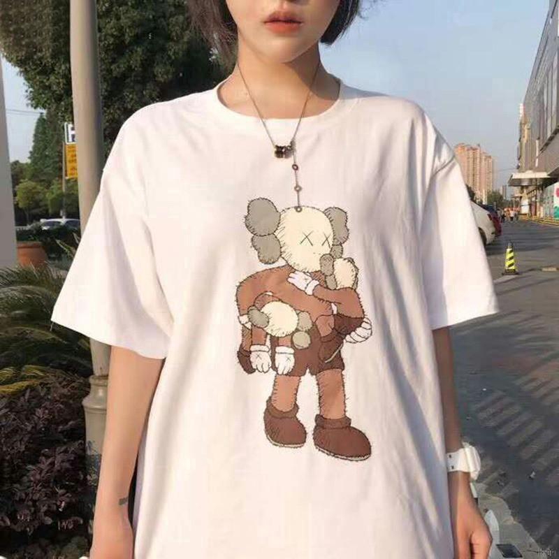 Áo thun cặp in hình hoạt hình Sesame Street kaws Joint new