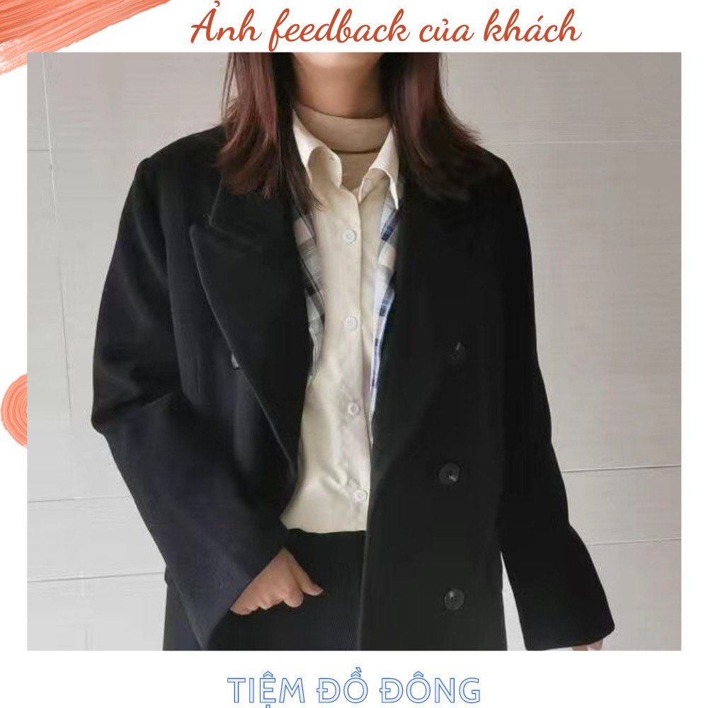 Áo dạ đen dáng dài phong cách Hàn Quốc (Kèm Ảnh Thật)