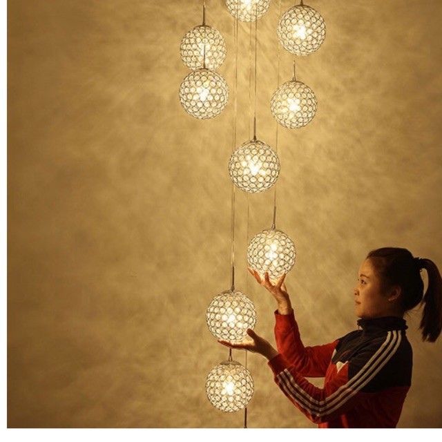 Đèn thả phale hình cầu, đèn thả thông tầng; đèn thả decor,đèn trang trí phòng khách, đèn thả quán bar, tặng kèm bóng led
