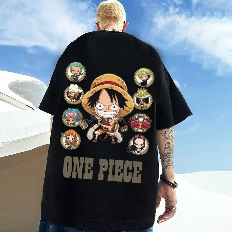 Áo thun 100% cotton Ngắn Tay Oversize In Họa Tiết One Piece Cá Tính / size M-8XL