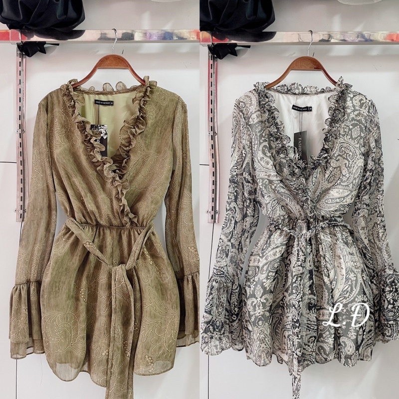 Jumsuit tơ von hoạ tiết