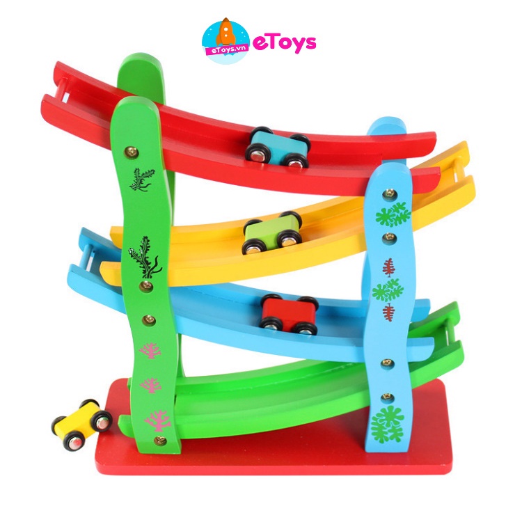 Đồ chơi cho bé Xe cầu trượt 4 tầng bằng gỗ ETOYS giúp trẻ chơi vui nhanh nhẹn thông minh