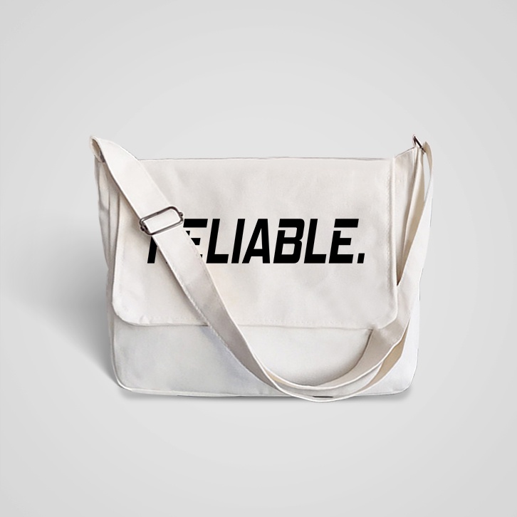 Túi vải đi học Vải Canvas Đeo Chéo In Chữ Reliable Unisex Nam Nữ