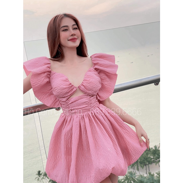 (Free Ship) Đầm Xốp Nhún Dáng Xòe Mới Nhất