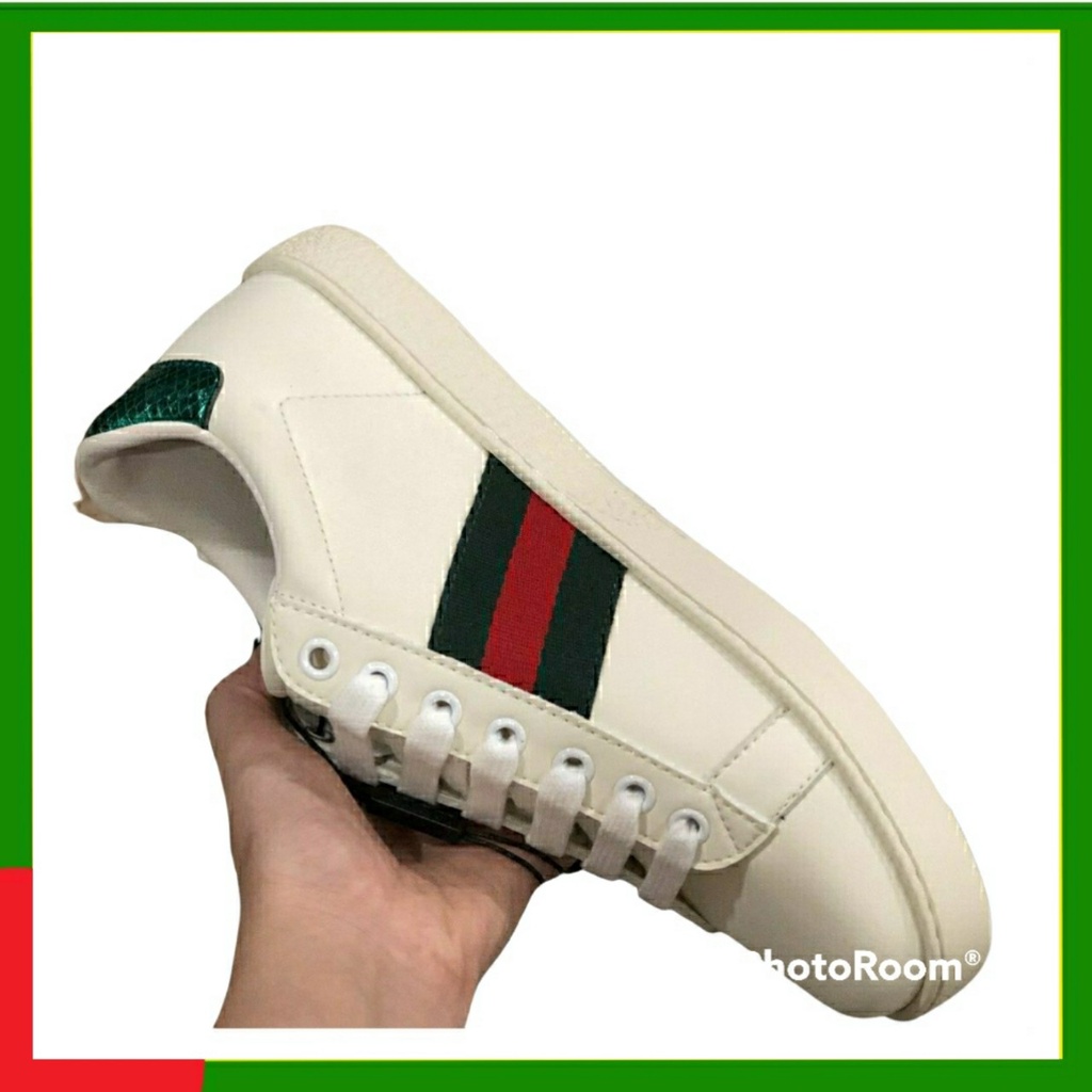 Giày thể thao[ PK và giấy tờ] giày thể nam nữ, giày gucci ong thêu 3 vạch màu trắng cực chất cực đẹp | BigBuy360 - bigbuy360.vn