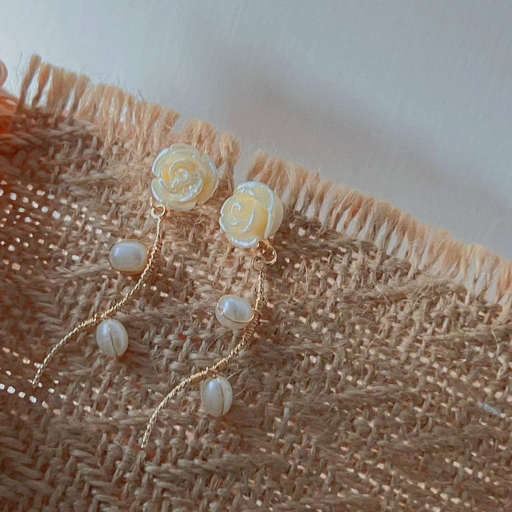 Bông Tai Mạ Bạc 925 Đính Ngọc Trai Nhân Tạo Phong Cách Retro Hàn Quốc 2022