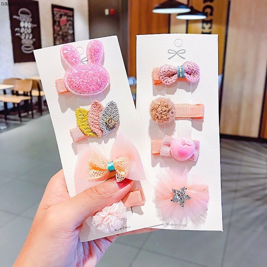 Haimeikang Set kẹp tóc hình nơ hoạt hình thiết kế xinh xắn cho bé gái