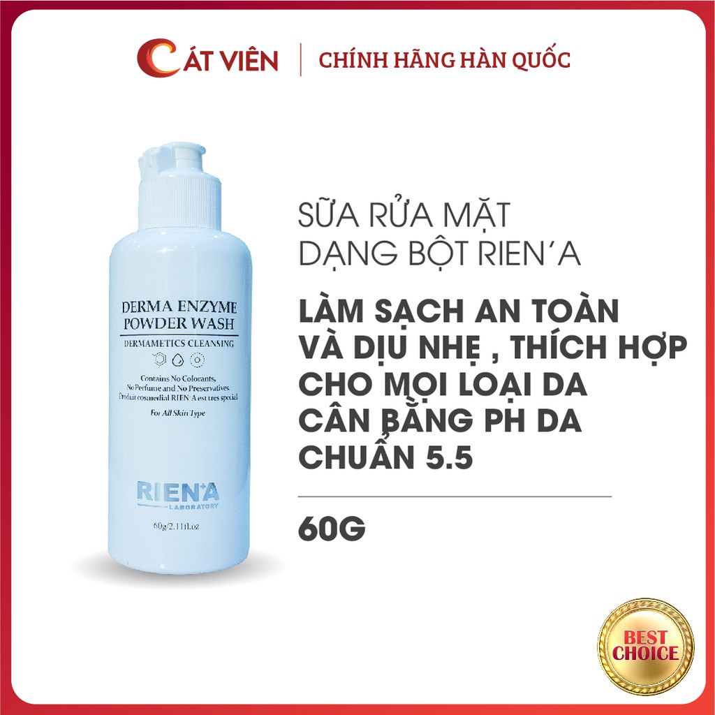 Sữa rửa mặt dạng bột Rien'a, làm sạch da và lỗ chân lông hiệu quả, chăm sóc da hoàn hảo cùng các loại serum, kem dưỡng