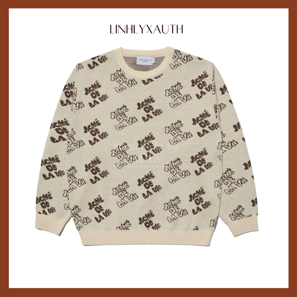 (ORDER Chính Hãng) Áo len  Acmé de la vie - ADLV LOGO PATTERN KINT BEIGE LinhLyxAuth