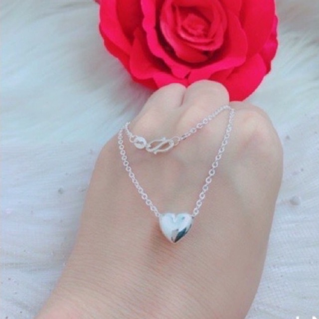 Mặt dây chuyền nữ Trái tim phồng bóng đẹp bạc ta - THJ SILVER