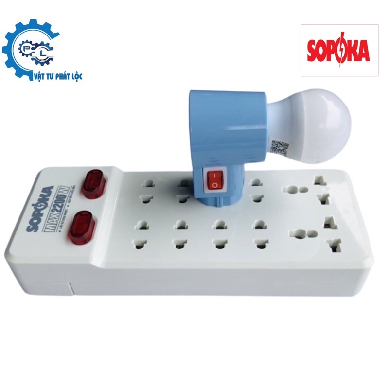 Ổ cắm điện 10 lỗ cắm SOPOKA 10Y-10X ổ điện chịu nhiệt, chống va đập tốt