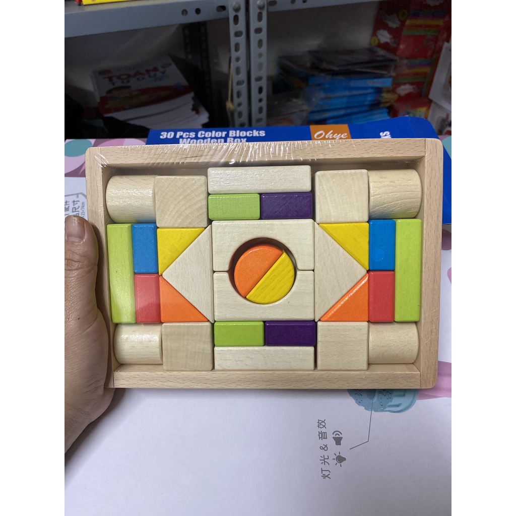 Bộ Xếp Hình Xây Dựng 30 Chi Tiết Có Sách Hướng Dẫn Giúp Bé Phát Triển Tư Duy Đồ Chơi Gỗ Thông Minh