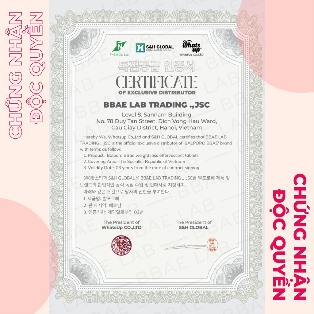 Viên sủi giảm cân chuyển hóa mỡ thừa Balporo BBae chính hãng Hàn Quốc 10 viên/lọ, độc quyền VN bởi BBae Lab