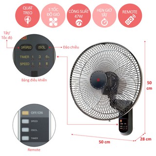 Quạt treo tường KDK M40M
