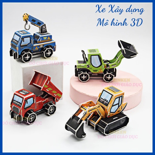[SINKOK GIẢM 5K] Đồ Chơi Xe Xây Dựng Kích Thích Tư Duy Cho Bé 5 Tuổi+, Bộ Xếp Hình 3D
