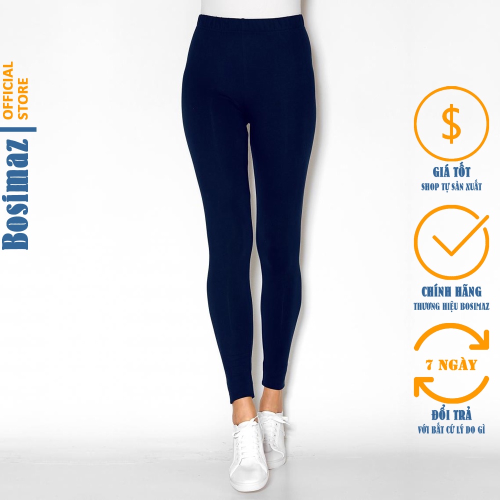 Quần Legging Nữ Bosimaz MS013 dài không túi màu xanh navy cao cấp, thun co giãn 4 chiều, vải đẹp dày, thoáng mát. | WebRaoVat - webraovat.net.vn