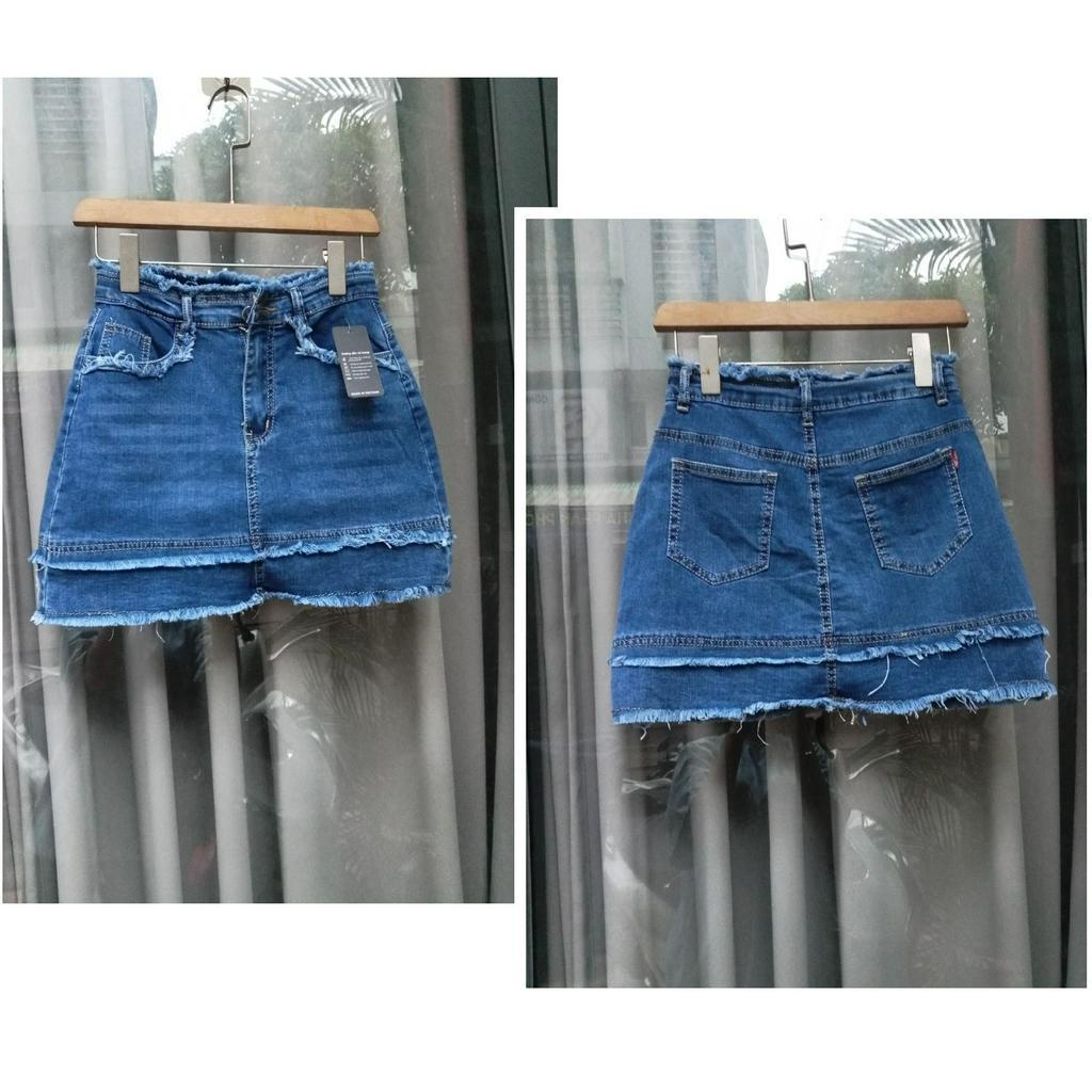 Chân Váy Ngắn Jean Co Dãn Vải Đẹp, Có Lót - BT Fashion