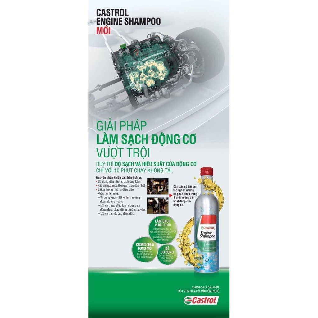Dung Dịch Súc Rửa Động Cơ Ô Tô Máy Xăng và Ô Tô Máy Dầu Diesel Castrol Engine Shampoo 300mL