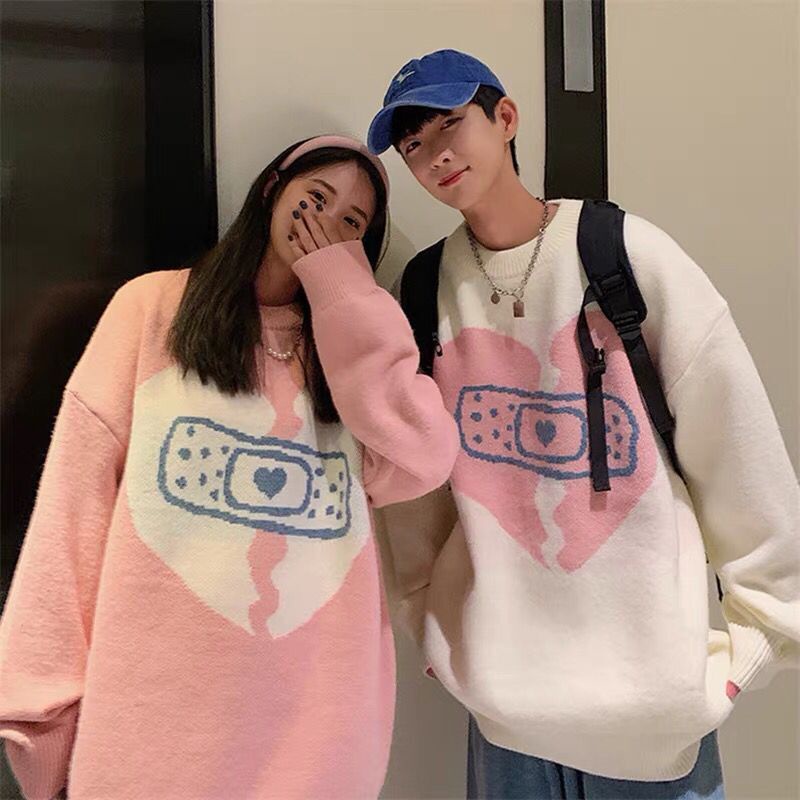 Áo sweater cổ tròn dáng rộng thiết kế mới thời trang dành cho cặp đôi