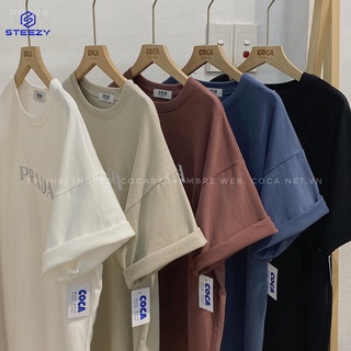 [P0228] Áo thun cotton mặt lông dày in chữ P R A D A phản quang form rộng (Có sẵn/Ảnh thật)