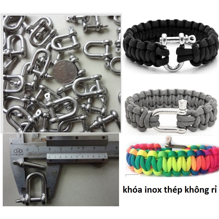 khóa vòng tay paracord inox theps không rỉ