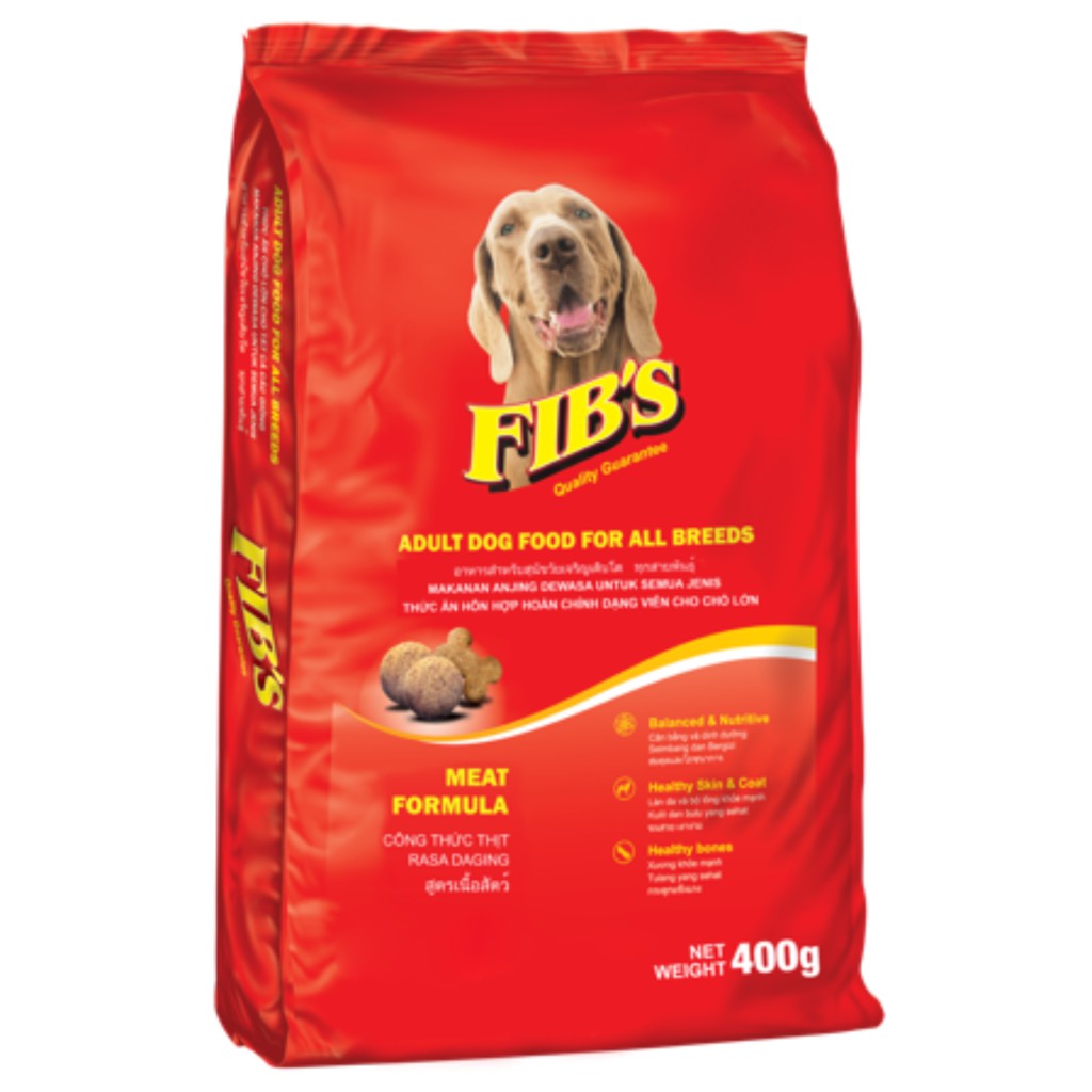 Thức ăn cho chó trưởng thành Fibs 400g vị thịt bò hạt cho chó Fib - Long Vũ Pet Food