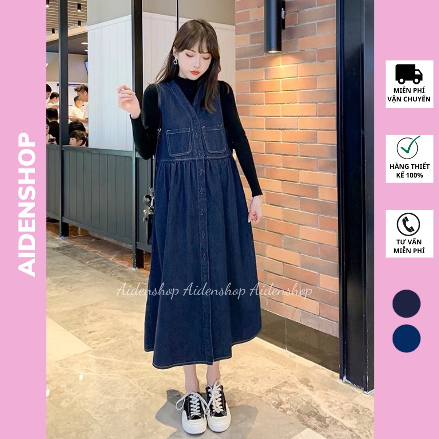Váy bầu thiết kế yếm bầu bò đẹp Aidenshop đầm bầu công sở thu đông