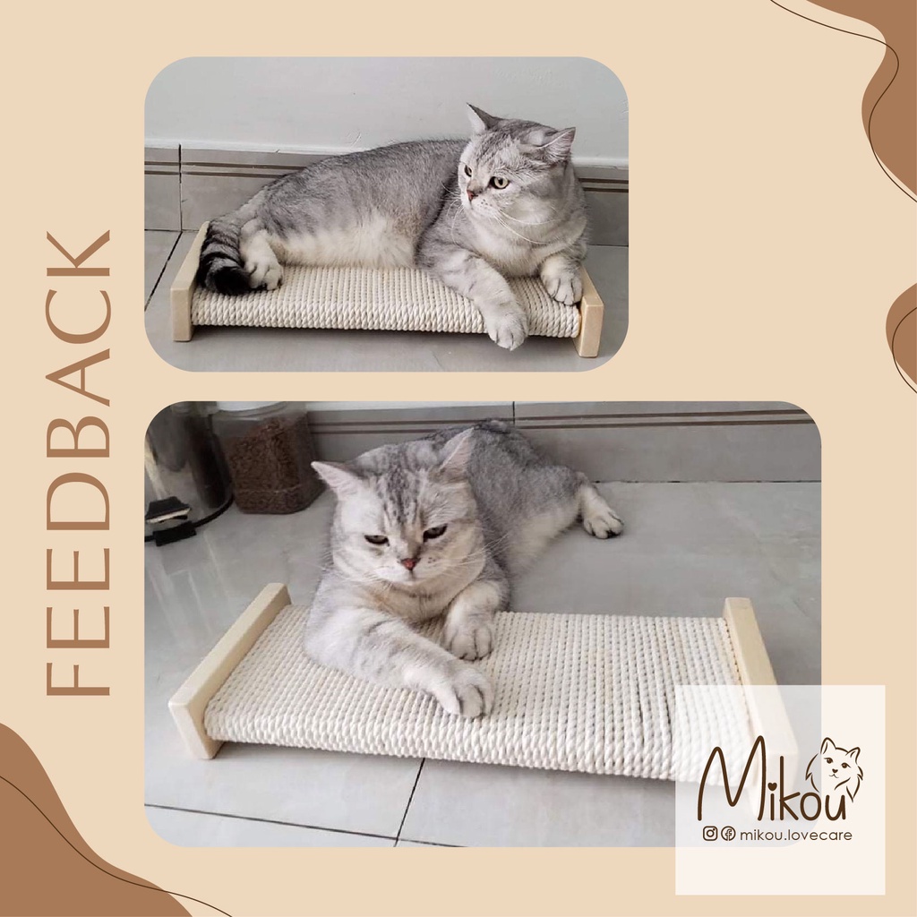 Cào móng mèo, kích thước 54x20cm, bền chắc, kèm catnip, bàn cào móng cho mèo handmade, Mikou shop