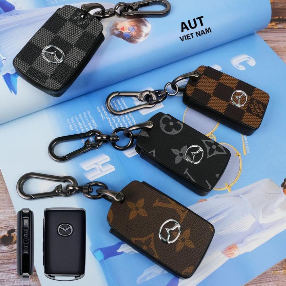 Bao da chìa khóa Smartkey Mazda mới da Canvas L. V xẻ túi thời trang dòng xe Mazda 3, Mazda 6, Cx5, Cx8,Cx9 cao cấp