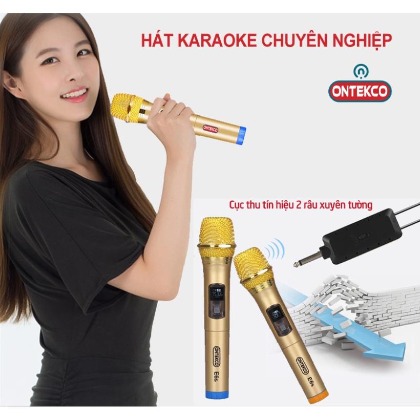 Trọn bộ 2 micro chính hãng ONTEK VIETNAM E6s nâng cấp đa năng dùng cho loa kéo, âm ly hát karaoke đỉnh cao