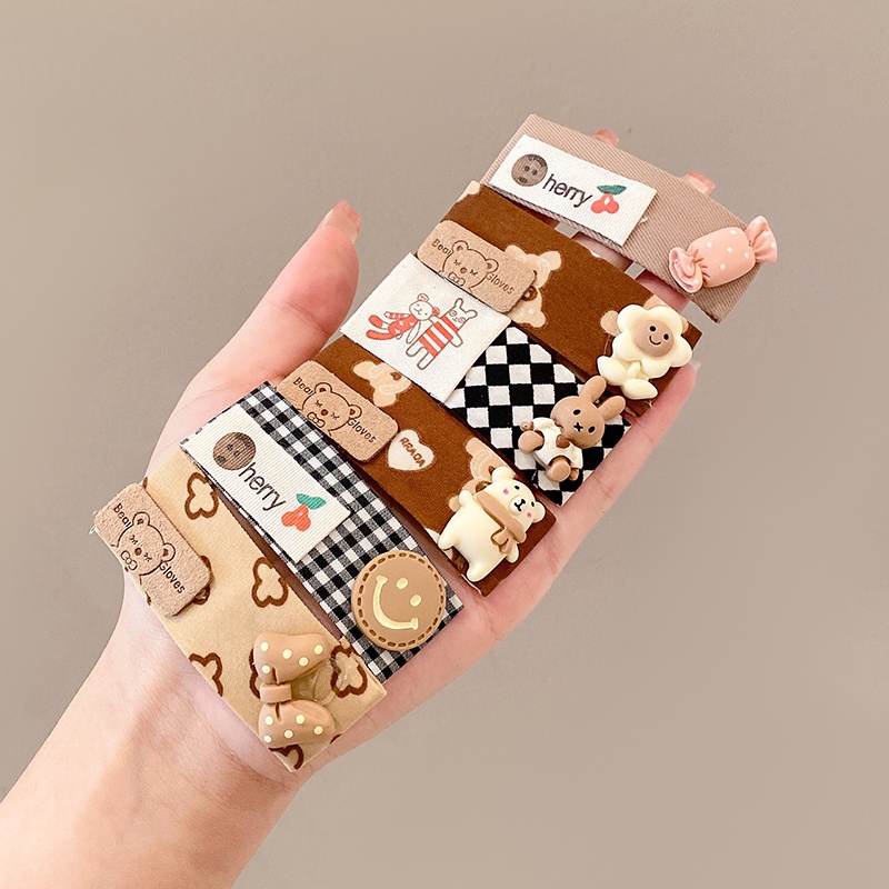 Set 5 Kẹp Tóc BB Màu Cà Phê Dễ Thương Cho Bé Gái