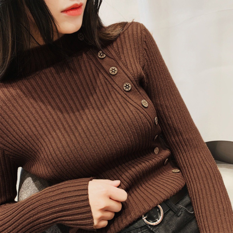 IELGY  Áo sweater Dệt Kim Cài Nút Thời Trang Xinh Xắn Cho Nữ