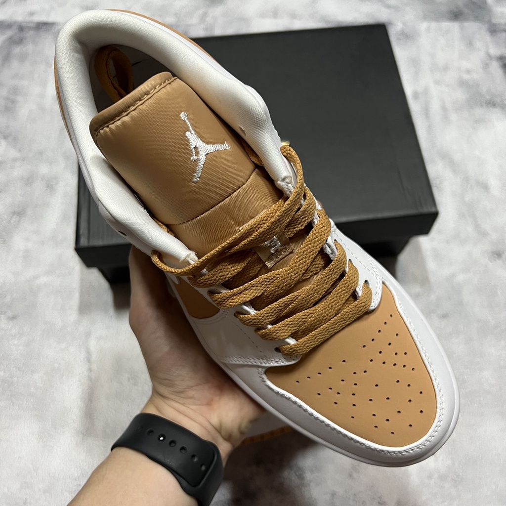 [KELLY SNEAKERS] Giày Thể Thao Sneaker Jordan 1 Low Vàng Đất  &quot;WhiteHemp&quot;  Hàng Cao Cấp (Ảnh Thật + Hàng Sẵn)