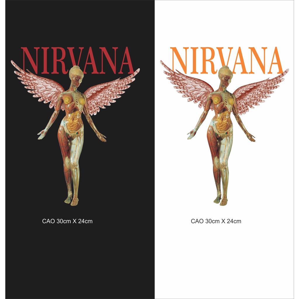 Mẫu HÌnh ủi Ép Nhiệt áo Thun chủ đề Rock - Mẫu Nirvana (kích thước lớn)